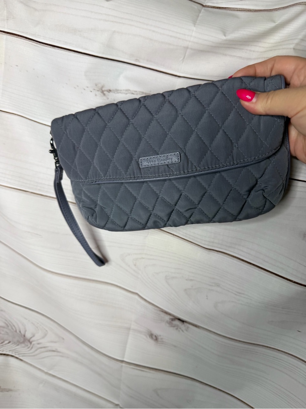 Vera Bradley Quilted Wristlet Clutch in Slate Gray